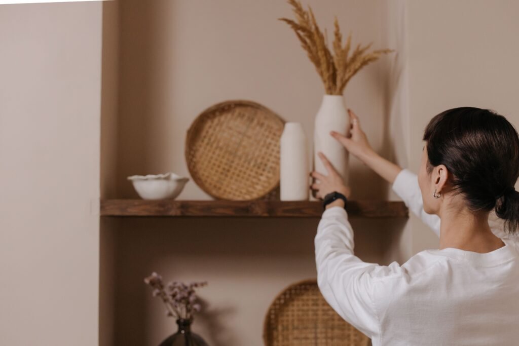 woman organizing things